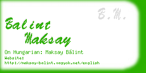 balint maksay business card