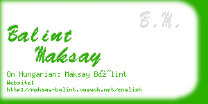 balint maksay business card